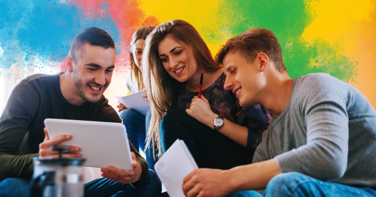 A group of coworkers comparing the results of different personality assessments, deciding which one is best