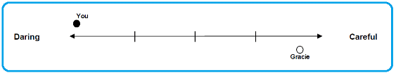 Daring to Careful scale on sample Everything DiSC Comparison Report