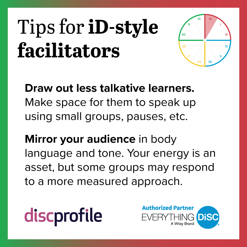 Tips for iD-style facilitators: draw out less talkative learners and mirror your audience