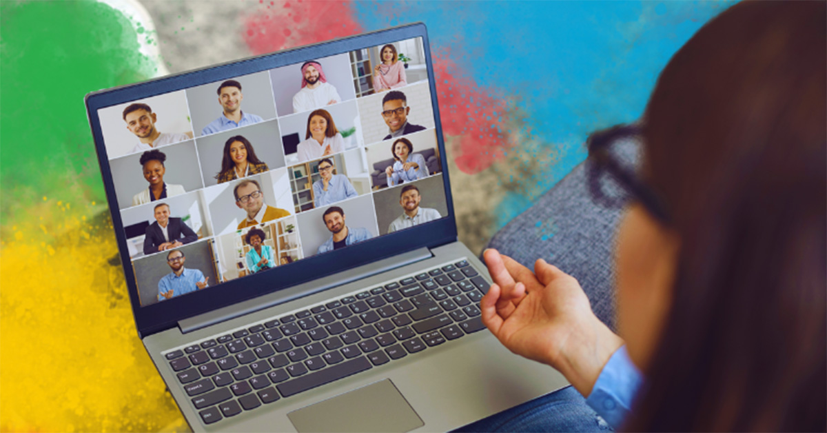 Photo of a woman meeting with her team virtually