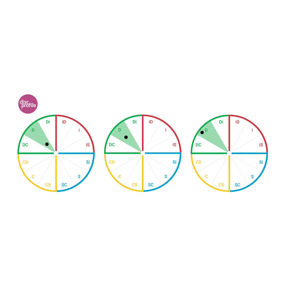 DiSC map showing a dot in the D quadrant